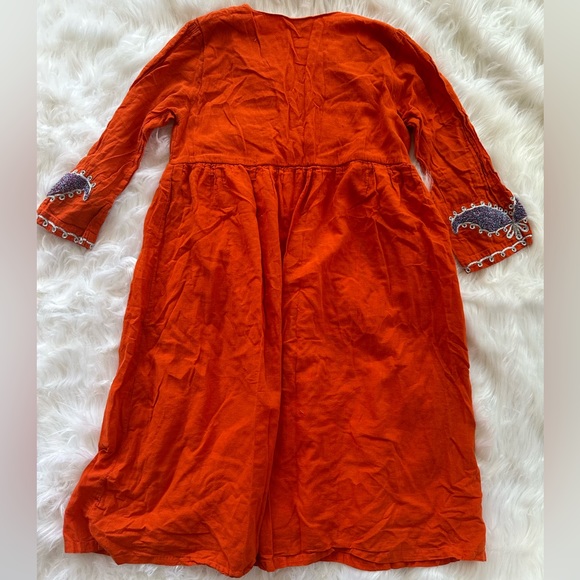 Anthropologie like Japanese Soulberry Bright Fun V-neck Orange Purple Dress - Picture 4 of 12